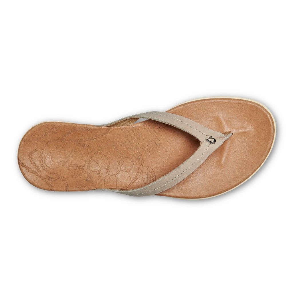 Olukai Women's Honu Flip Flop - Tapa / Golden Sand US423-869